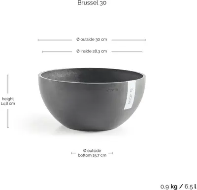 Ecopots kunststof bloempot brussels 30x14.8 cm grijs     - afbeelding 3