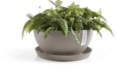 Ecopots kunststof bloempot brussels 30x14 cm taupe     - afbeelding 4
