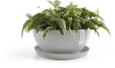 Ecopots kunststof bloempot brussels 30x14 cm witgrijs     - afbeelding 4