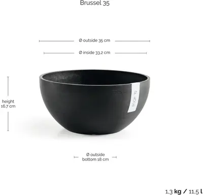Ecopots kunststof bloempot brussels 35x16.5 cm donkergrijs     - afbeelding 3