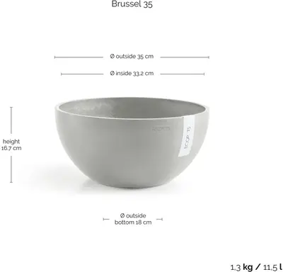 Ecopots kunststof bloempot brussels 35x16.5 cm witgrijs     - afbeelding 3
