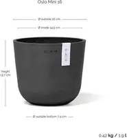 Ecopots kunststof bloempot oslo 16x13.7 cm donkergrijs - afbeelding 3