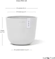 Ecopots kunststof bloempot oslo 16x13.7 cm puurwit - afbeelding 3