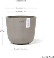 Ecopots kunststof bloempot oslo 16x13.7 cm taupe, taupe     - afbeelding 3
