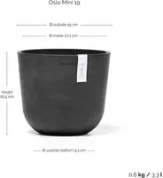 Ecopots kunststof bloempot oslo 19x16.5 cm donkergrijs - afbeelding 3