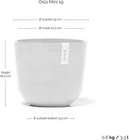 Ecopots kunststof bloempot oslo 19x16.5 cm puurwit - afbeelding 3