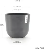 Ecopots kunststof bloempot oslo 25x21.8 cm grijs - afbeelding 3