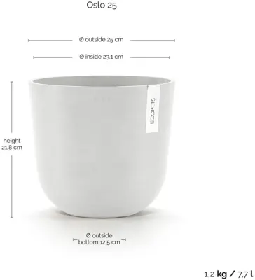 Ecopots kunststof bloempot oslo 25x21.8 cm puurwit - afbeelding 3