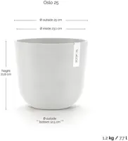 Ecopots kunststof bloempot oslo 25x21.8 cm puurwit - afbeelding 3