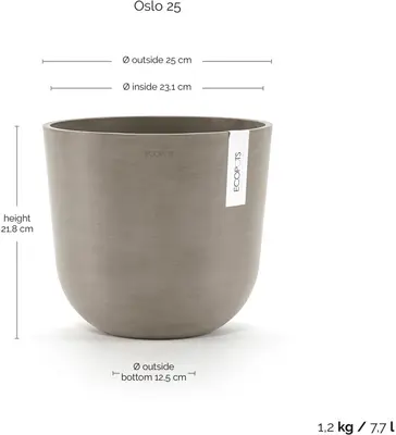 Ecopots kunststof bloempot oslo 25x21.8 cm taupe - afbeelding 3