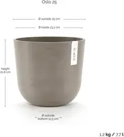 Ecopots kunststof bloempot oslo 25x21.8 cm taupe - afbeelding 3