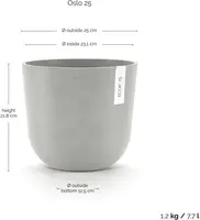 Ecopots kunststof bloempot oslo 25x21.8 cm witgrijs - afbeelding 3