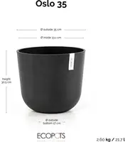 Ecopots kunststof bloempot oslo 35x30.5 cm donkergrijs - afbeelding 8