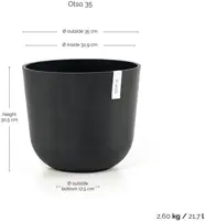 Ecopots kunststof bloempot oslo 35x30.5 cm donkergrijs - afbeelding 3