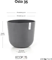 Ecopots kunststof bloempot oslo 35x30.5 cm grijs - afbeelding 9