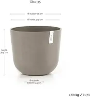 Ecopots kunststof bloempot oslo 35x30.5 cm taupe - afbeelding 3
