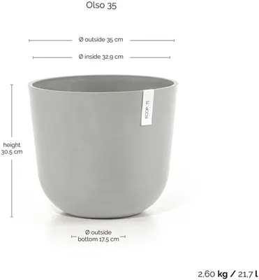 Ecopots kunststof bloempot oslo 35x30.5 cm witgrijs - afbeelding 3
