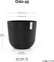 Ecopots kunststof bloempot oslo 45x39.2 cm donkergrijs - afbeelding 10