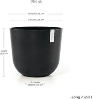 Ecopots kunststof bloempot oslo 45x39.2 cm donkergrijs - afbeelding 3
