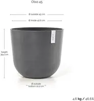 Ecopots kunststof bloempot oslo 45x39.2 cm grijs - afbeelding 3