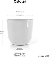 Ecopots kunststof bloempot oslo 45x39.2 cm puurwit - afbeelding 9