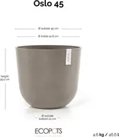 Ecopots kunststof bloempot oslo 45x39.2 cm taupe - afbeelding 10