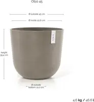 Ecopots kunststof bloempot oslo 45x39.2 cm taupe - afbeelding 3