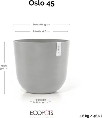 Ecopots kunststof bloempot oslo 45x39.2 cm witgrijs - afbeelding 7