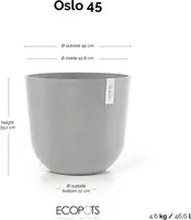 Ecopots kunststof bloempot oslo 45x39.2 cm witgrijs - afbeelding 7