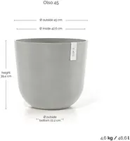 Ecopots kunststof bloempot oslo 45x39.2 cm witgrijs - afbeelding 3
