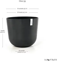 Ecopots kunststof bloempot oslo 55x48.5 cm donkergrijs - afbeelding 3