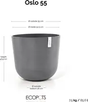 Ecopots kunststof bloempot oslo 55x48.5 cm grijs - afbeelding 4