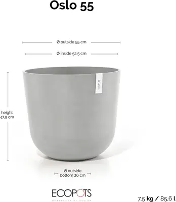 Ecopots kunststof bloempot oslo 55x48.5 cm grijs     - afbeelding 4
