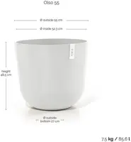 Ecopots kunststof bloempot oslo 55x48.5 cm puurwit - afbeelding 3