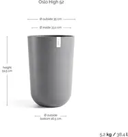 Ecopots kunststof bloempot oslo hoog 35x51.5 cm grijs - afbeelding 3