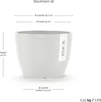 Ecopots kunststof bloempot stockholm 16.2x12 cm puurwit     - afbeelding 5