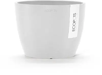 Ecopots kunststof bloempot stockholm 16.2x12 cm puurwit     - afbeelding 1