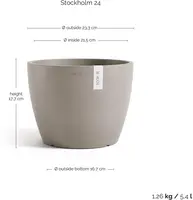 Ecopots kunststof bloempot stockholm 23.3x17.6 cm taupe     - afbeelding 3