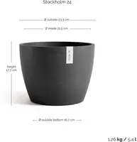 Ecopots kunststof bloempot stockholm 23x17.6 cm donkergrijs     - afbeelding 3