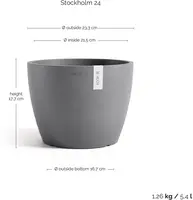 Ecopots kunststof bloempot stockholm 23x17.6 cm grijs     - afbeelding 3