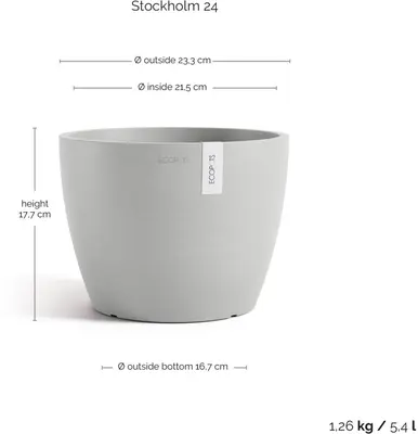 Ecopots kunststof bloempot stockholm 23x17.6 cm witgrijs     - afbeelding 3