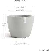 Ecopots kunststof bloempot stockholm 23x17.6 cm witgrijs     - afbeelding 3