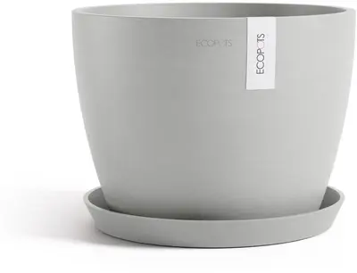 Ecopots kunststof bloempot stockholm 31x23.3 cm witgrijs     - afbeelding 4
