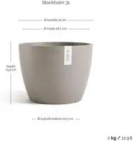 Ecopots kunststof bloempot stockholm 31x23.5 cm taupe     - afbeelding 3