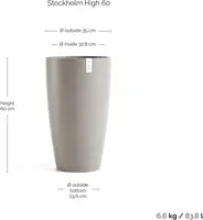 Ecopots kunststof bloempot stockholm 35x60 cm taupe     - afbeelding 5