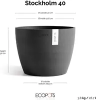 Ecopots kunststof bloempot stockholm 40x30 cm donkergrijs     - afbeelding 3