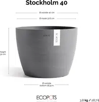 Ecopots kunststof bloempot stockholm 40x30 cm grijs     - afbeelding 3