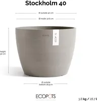 Ecopots kunststof bloempot stockholm 40x30 cm taupe     - afbeelding 3