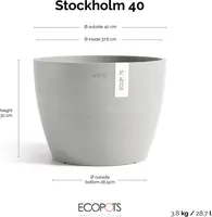 Ecopots kunststof bloempot stockholm 40x30 cm witgrijs     - afbeelding 4