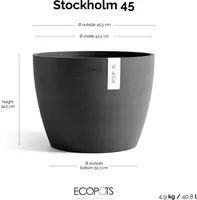 Ecopots kunststof bloempot stockholm 45x34 cm donkergrijs     - afbeelding 4